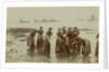 Women employed herring processing or 'fish girls' captured washing down their aprons, Port St Mary by Vere Lawrence Swales