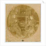 Morrison at work painting portrait of sitter by George Bellett Cowen