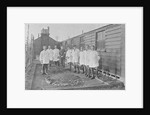 First World War Internees in front of an Internment Hut (Medical/ Hospital Staff), Camp 2, Knockaloe Camp, Isle of Man by Unknown