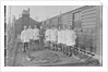 First World War Internees in front of an Internment Hut (Medical/ Hospital Staff), Camp 2, Knockaloe Camp, Isle of Man by Unknown
