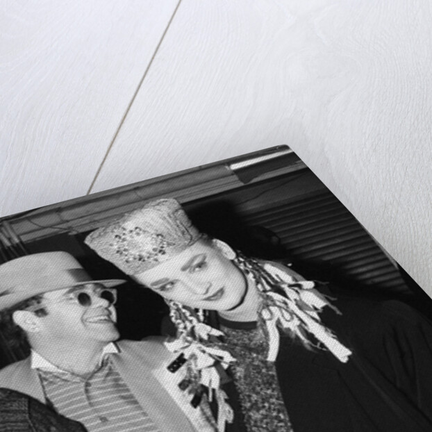 Boy George with with friend Marilyn and Elton John by Will Dyson