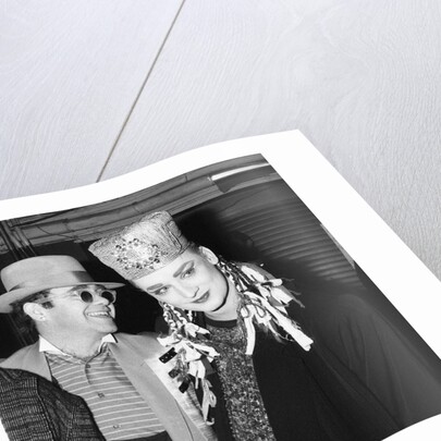 Boy George with with friend Marilyn and Elton John by Will Dyson