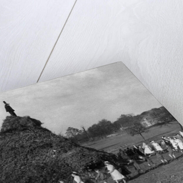 A huge pyre erected in the ground of the Aldersbrook Childrens Home, Wanstead, London by Staff