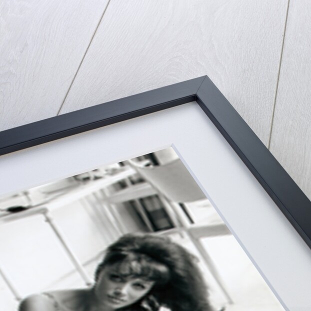 Jackie Collins, author and actress, and sister to Joan Collins, pictured in her Hampstead, London, flat on 6th August 1964 by Daily Mirror