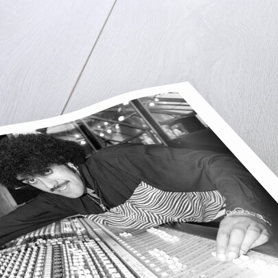 Phil Lynott of Thin Lizzy during a recording session for the groups new album. by Andy Hosie