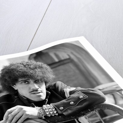 Phil Lynott of Thin Lizzy during a recording session for the groups new album. by Peter Stone
