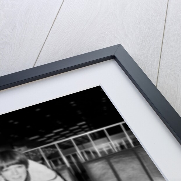 Mary Quant, at London Airport, on her way to Paris to go to a fancy dress ball. by Staff