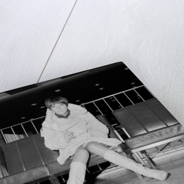 Mary Quant, at London Airport, on her way to Paris to go to a fancy dress ball. by Staff