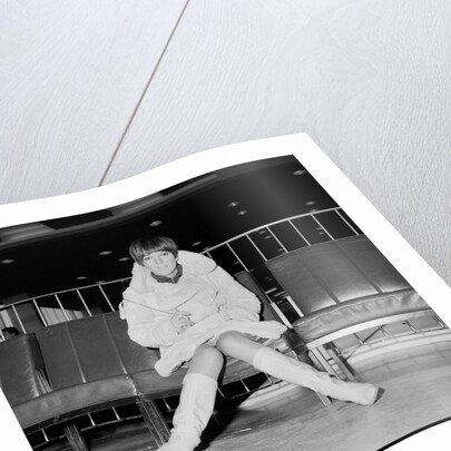 Mary Quant, at London Airport, on her way to Paris to go to a fancy dress ball. by Staff