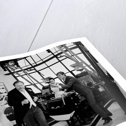 Dick Van Dyke, Sally Ann Howes and Peter Ustinov filming a scene for Chitty Chitty Bang Bang by Bela Zola