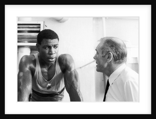 Frank Bruno with his trainer by Anonymous