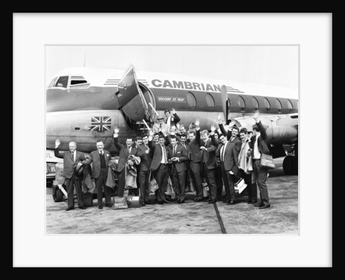 Everton team members wave before their plane departs from Speke airport by Terry Mealy