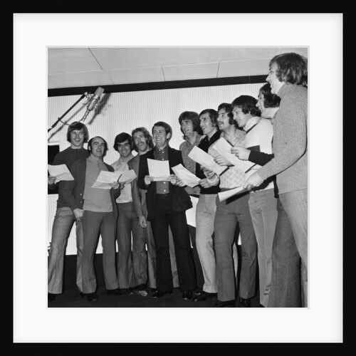 Everton players cut a disc "For Ever Everton" by Eastwood