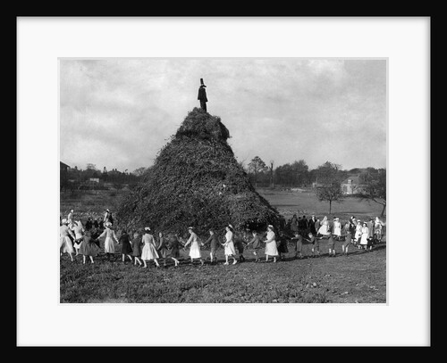 A huge pyre erected in the ground of the Aldersbrook Childrens Home, Wanstead, London by Staff