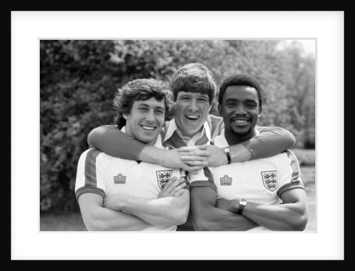 Emlyn Hughes with Kenny Sanson and Laurie Cunningham by Monte Fresco