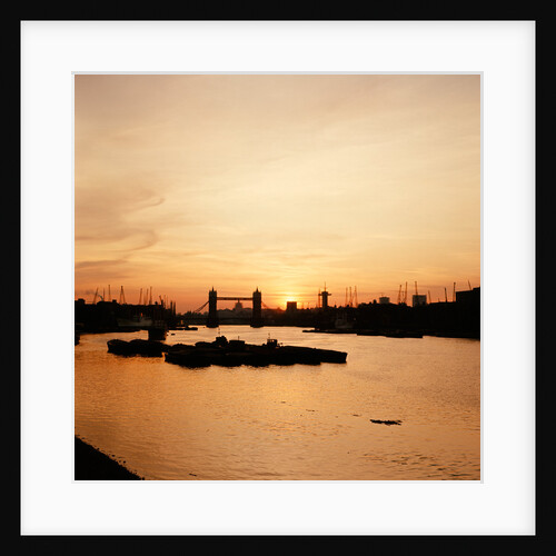 Sunset over Tower Bridge on the River Thames, London, 1966. by H Jones