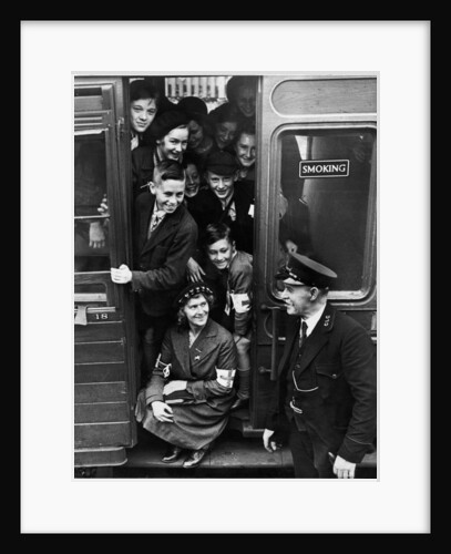 A carriage filled with evacuees waits for the guard to blow his whistle by Staff