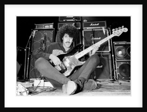 Phil Lynott of Thin Lizzy during a recording session for the groups new album. by Andy Hosie