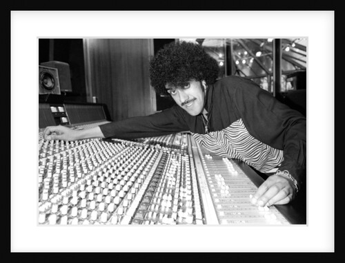 Phil Lynott of Thin Lizzy during a recording session for the groups new album. by Andy Hosie