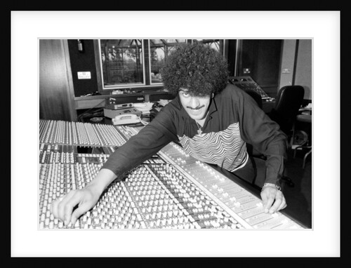 Phil Lynott of Thin Lizzy during a recording session for the groups new album. by Andy Hosie