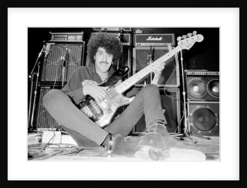 Phil Lynott of Thin Lizzy during a recording session for the groups new album. by Andy Hosie