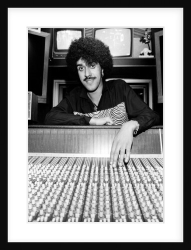 Phil Lynott of Thin Lizzy during a recording session for the groups new album. by Andy Hosie