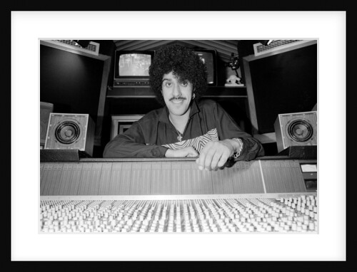 Phil Lynott of Thin Lizzy during a recording session for the groups new album. by Andy Hosie