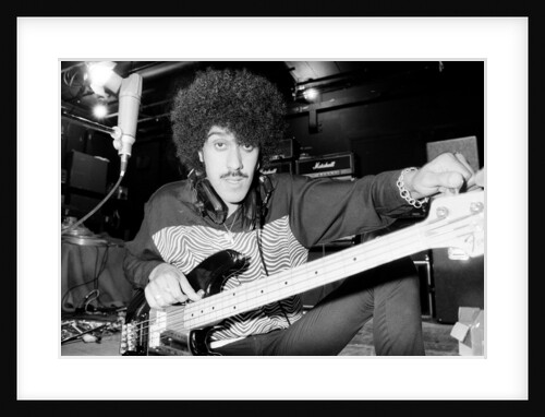 Phil Lynott of Thin Lizzy during a recording session for the groups new album. by Andy Hosie