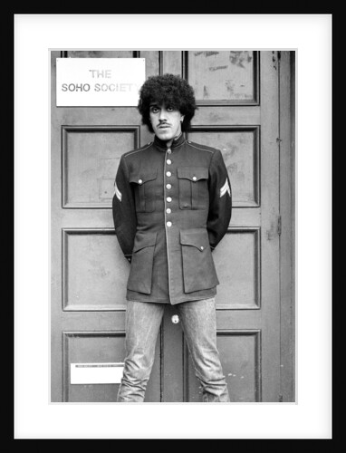 Phil Lynott of Thin Lizzy during a recording session for the groups new album. by Andy Hosie