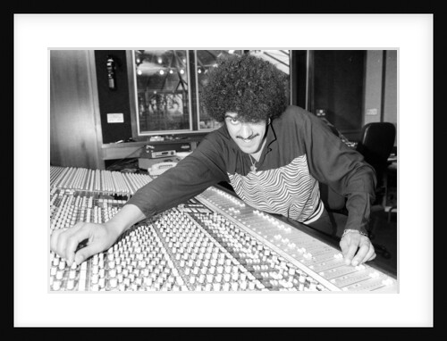 Phil Lynott of Thin Lizzy during a recording session for the groups new album. by Andy Hosie