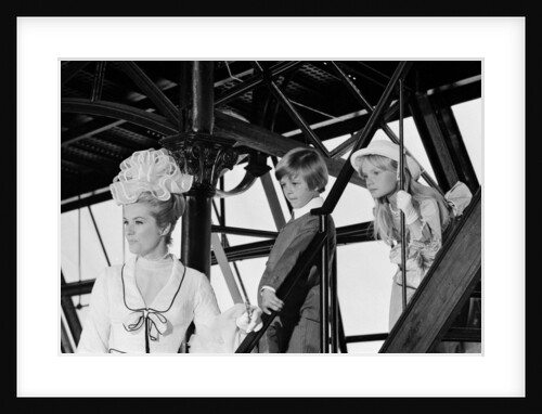 Sally Ann Howes with Adrian Hall and Heather Ripley filming a scene for Chitty Chitty Bang Bang by Bela Zola