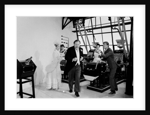 Dick Van Dyke, Sally Ann Howes and Peter Ustinov filming a scene for Chitty Chitty Bang Bang by Bela Zola