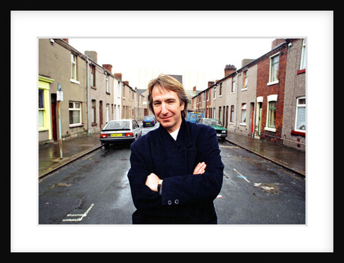 Alan Rickman, Actor, pictured on the streets of Barrow In Furness where he is due to play Hamlet, for the price of ﾿200 per week. by Stenning