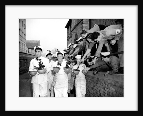 Navy cooks with Christmas puddings by Reg Lewis