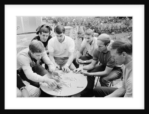 England players enjoy a game of cards at their base in Hendon during the 1966 World Cup tournament by Staff