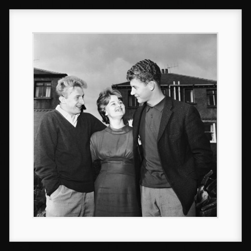 Denis Law with Huddersfield Town half back Gordon Low and his bride Brenda Normanton by John Varley