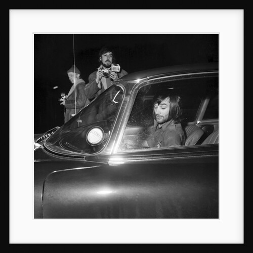George Best arriving at Wilmslow station in his Jaguar to meet Carolyn Moore by Staff