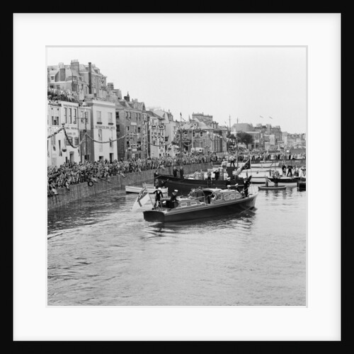 Crowds await the arrival of Queen Elizabeth II at St Peter Port in Guernsey by Malcolm MacNeil