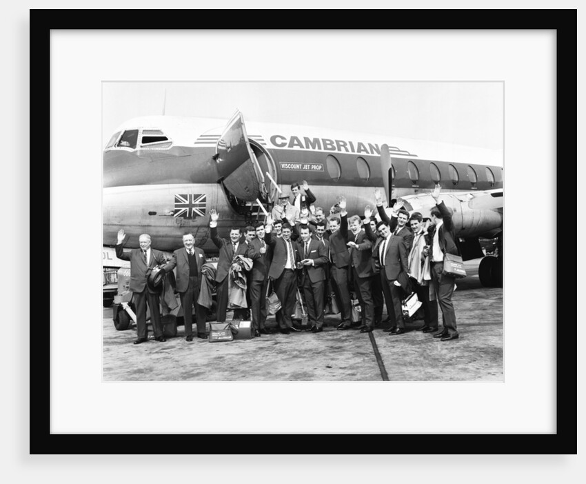 Everton team members wave before their plane departs from Speke airport by Terry Mealy