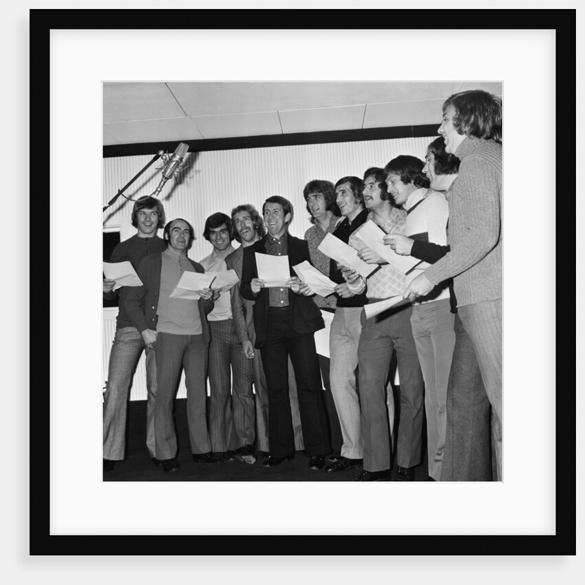 Everton players cut a disc "For Ever Everton" by Eastwood