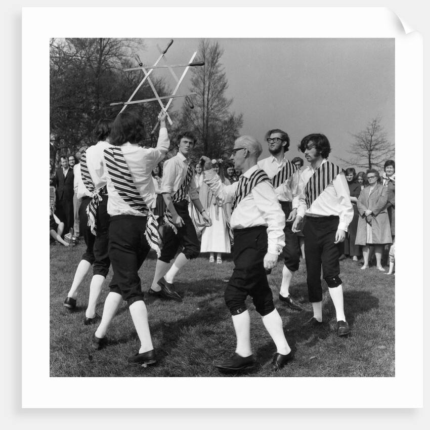 Morris dancer performing during the may day festival by Staff