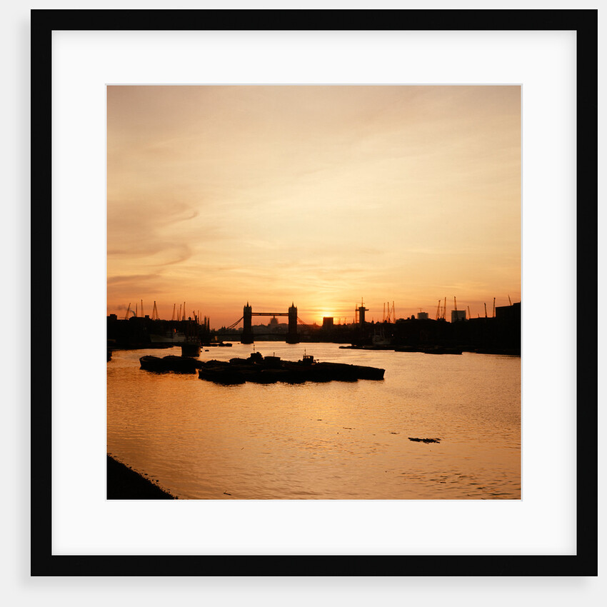 Sunset over Tower Bridge on the River Thames, London, 1966. by H Jones