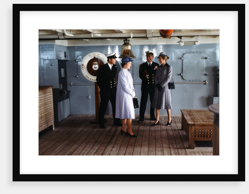 Queen Elizabeth II greets Prince Andrew on return from Falklands by Kent Gavin