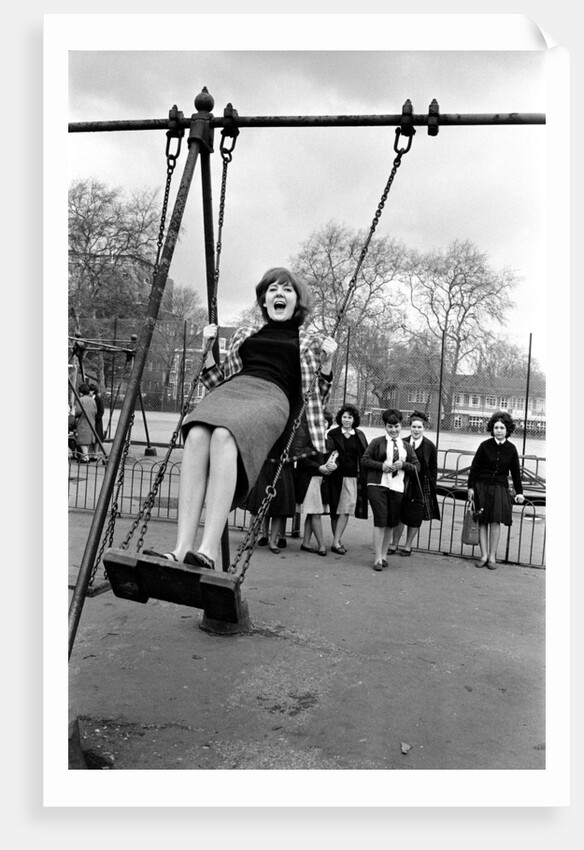 Cilla Black at a playground in May 1964 by Harry Fox