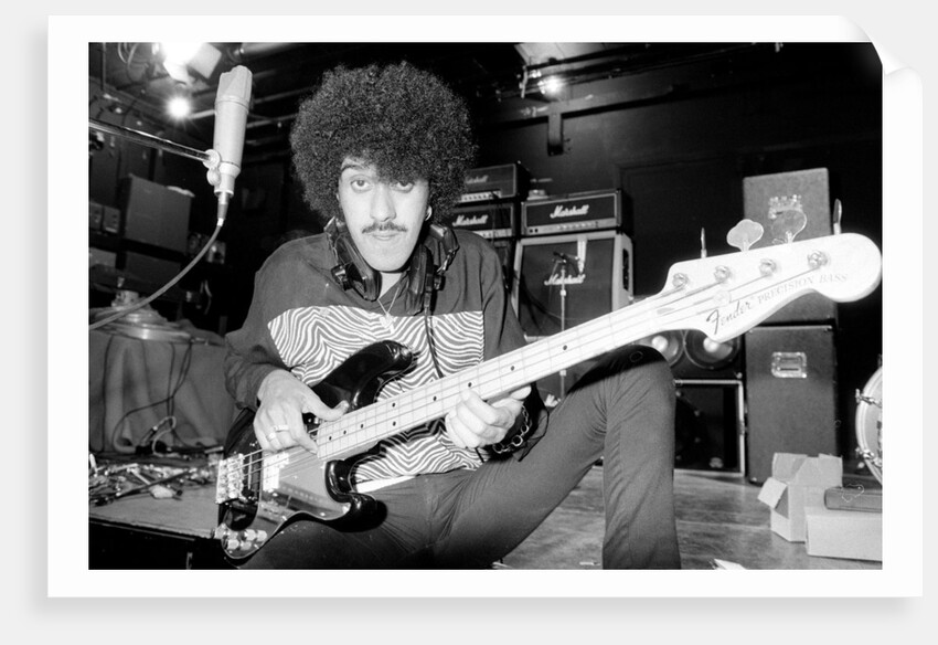 Phil Lynott of Thin Lizzy during a recording session for the groups new album. by Andy Hosie