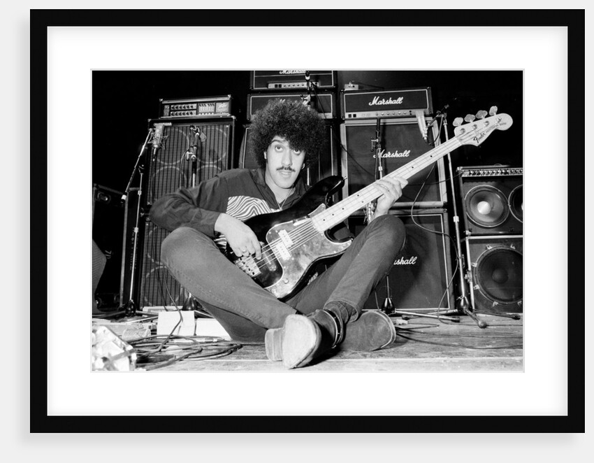 Phil Lynott of Thin Lizzy during a recording session for the groups new album. by Andy Hosie