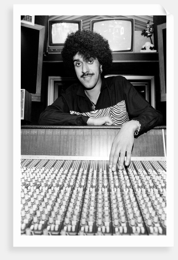 Phil Lynott of Thin Lizzy during a recording session for the groups new album. by Andy Hosie