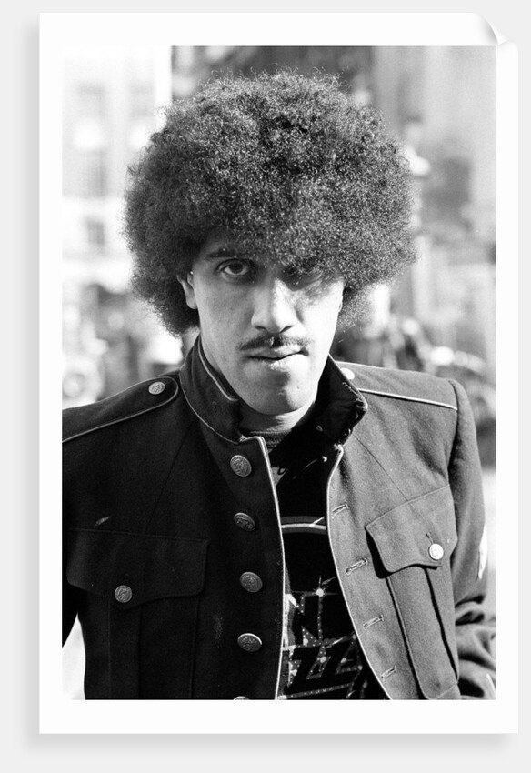 Phil Lynott of Thin Lizzy during a recording session for the groups new album. by Peter Stone