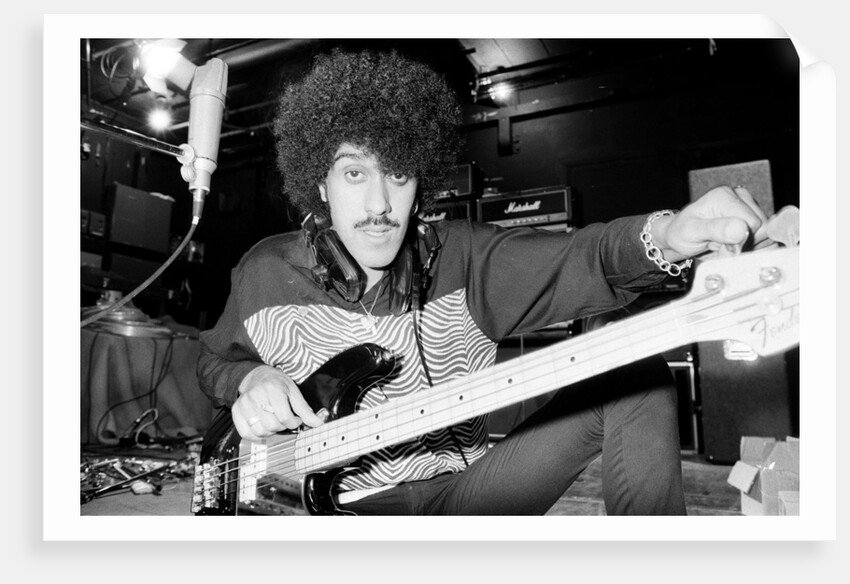 Phil Lynott of Thin Lizzy during a recording session for the groups new album. by Andy Hosie