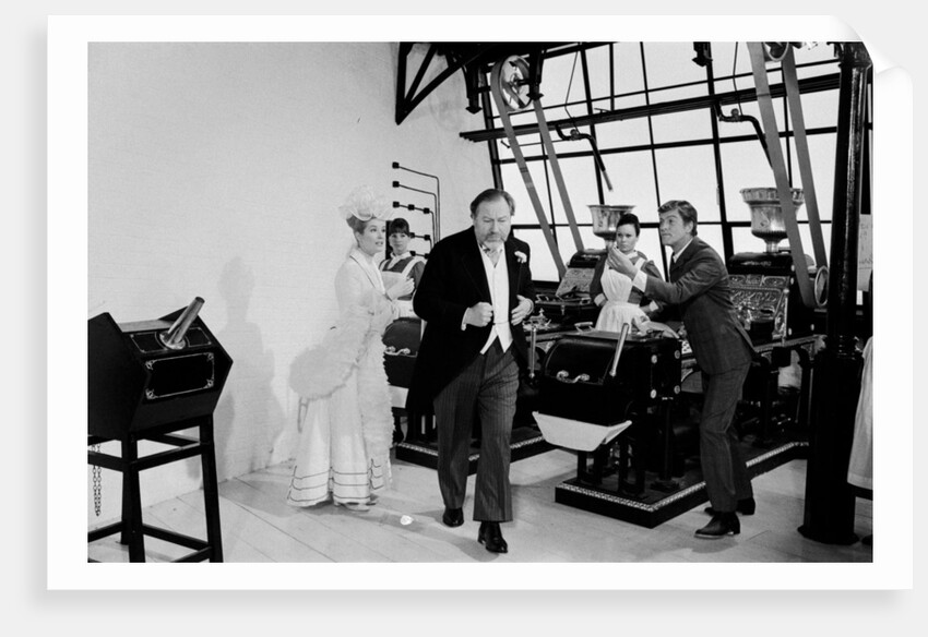 Dick Van Dyke, Sally Ann Howes and Peter Ustinov filming a scene for Chitty Chitty Bang Bang by Bela Zola